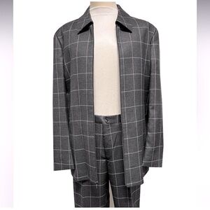 PRONTI Casual Leisure Suit Charcoal Windowpane Jacket & Matching Pant L (42-36)